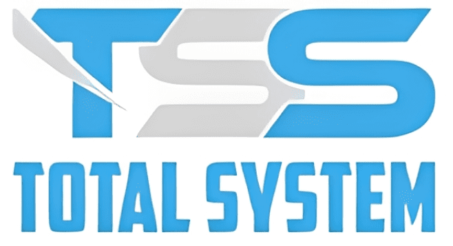 Logo of a digital systems company with blue and gray colors.